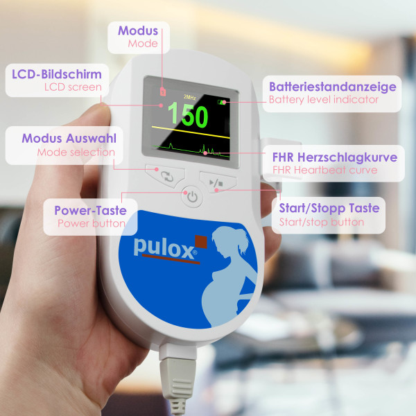 Pulox Sonotrax C Ultrasonic Fetal Doppler with speaker and OLED display