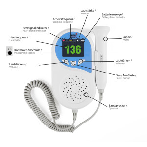 Sonotrax B Ultraschall Fetal Doppler mit Lautsprecher und...