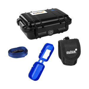 Zubehör-Kit für Finger-Pulsoximeter bestehend aus Hardcase, Silikon-Schutzhülle, Nylontasche, Trageband