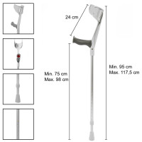 Rebotec Magic-Soft - 1x Krücke Gehhilfe Unterarmgehstütze in Grau