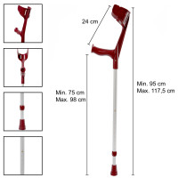 Rebotec Magic-Soft - 1x Krücke Gehhilfe Unterarmgehstütze in Weinrot