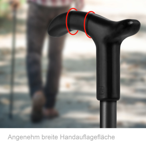 Rebotec Simplex - Klassischer Gehstock Spazierstock, Schwarz - Made in Germany