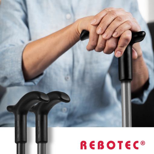 Rebotec Simplex - Klassischer Gehstock Spazierstock, Schwarz - Made in Germany