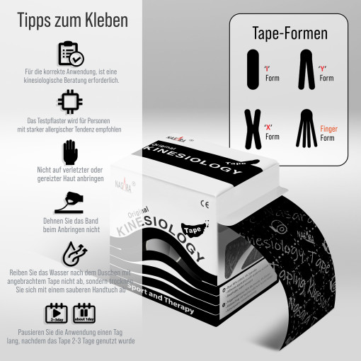 12x NASARA Kinesiologie Tape Schwarz