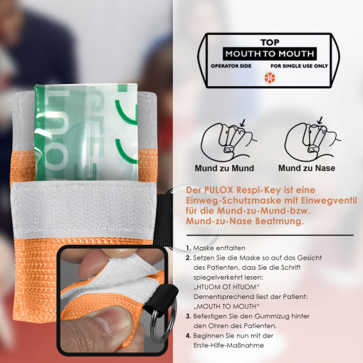 Pulox "RESPI-Key" Schlüsselanhänger Beatmungsmaske Orange
