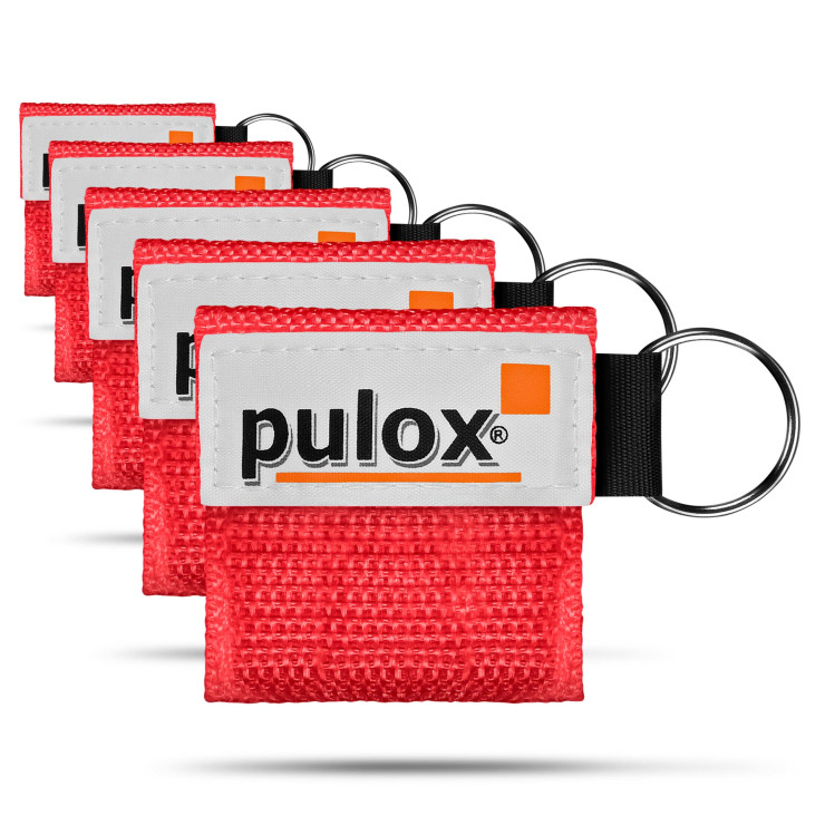 5x  "RESPI-Key" Pulox Schlüsselanhänger Beatmungsmaske Rot