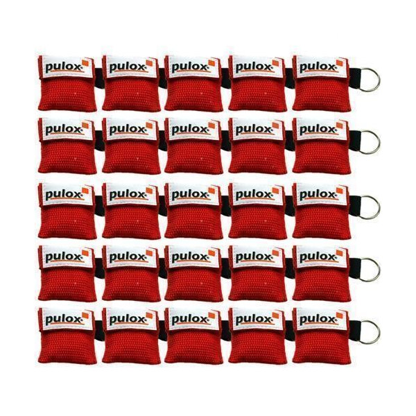 25x PULOX - "RESPI-Key" Keychain Respiratory Mask Face Shield Red