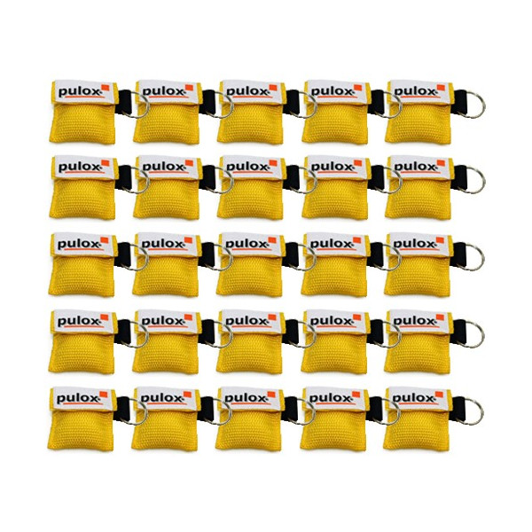 25x pulox - "RESPI-Key" Schlüsselanhänger Beatmungsmaske Gelb