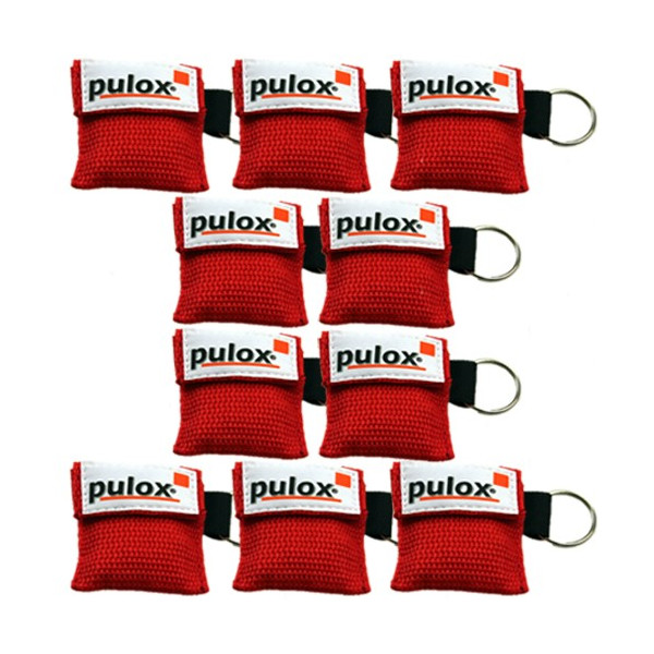 10x PULOX "RESPI-Key" Keychain Respiratory Mask Face Shield Red