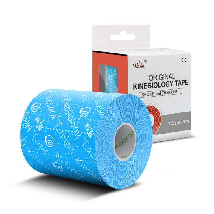 NASARA Kinesiologie Tape - Breit (5m x 75mm) Blau