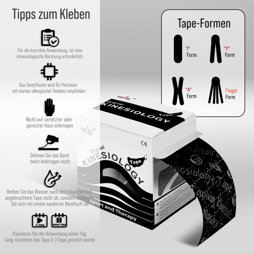 6x NASARA Kinesiologie Tape Schwarz