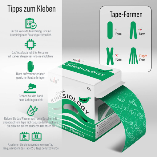 NASARA Kinesiologie Tape (5cm x 5m) in Grün