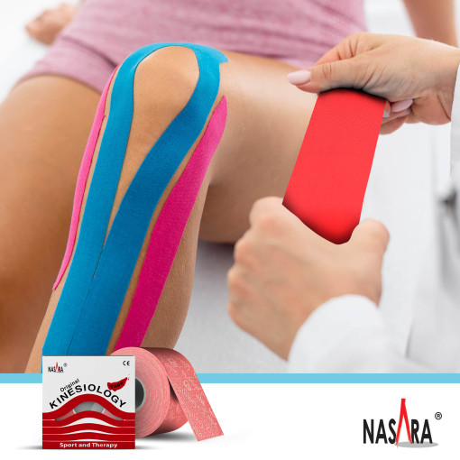 NASARA Kinesiologie Tape (5cm x 5m) in Rot