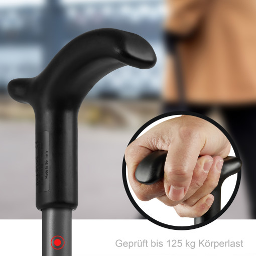 Rebotec Simplex - Klassischer Gehstock Spazierstock Anthrazit - Made in Germany