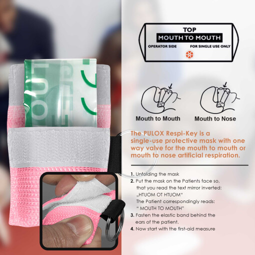 Pulox "RESPI-Key" Schlüsselanhänger Beatmungsmaske Pink