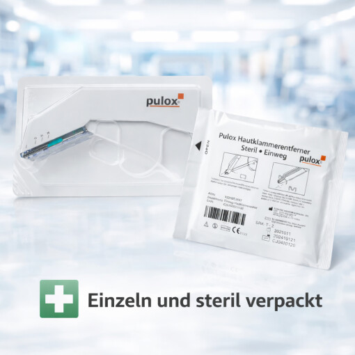 Pulox Einweg Hautklammergerät Steril Einweginstrument mit 35 Klammern + Hautklammer Entferner