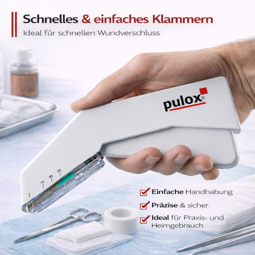 10x Pulox Einweg Hautklammergerät Steril mit 35 Klammern (Einweginstrumente)