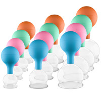 Pulox Schröpfgläser Set aus Echtglas - 3 Stück mit Saugball - 40mm, 52mm, 62mm