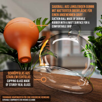 Pulox Schröpfgläser Set aus Echtglas - 3 Stück mit Saugball in Braun - 40mm, 52mm, 62mm