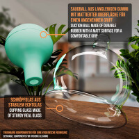 Pulox Schröpfgläser Set aus Echtglas - 3 Stück mit Saugball in Grün - 40mm, 52mm, 62mm