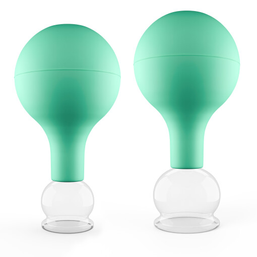 Pulox Schröpfgläser Set aus Echtglas - 2 Stück mit Saugball - 25mm, 32mm