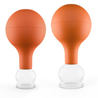 Pulox Schröpfgläser Set aus Echtglas - 2 Stück mit Saugball - 25mm, 32mm