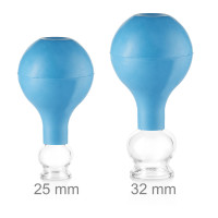 pulox Schröpfgläser Set aus Echtglas 2 Stück. 2,5cm und 3,2cm Blau