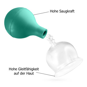 pulox Schröpfgläser Set aus Echtglas 2 Stück. 2,5cm und 3,2cm Grün