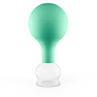 Pulox Schröpfglas aus Echtglas mit Saugball in Grün, 32mm - Profi-Schröpfgläser für Therapie und Massage