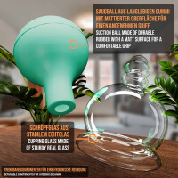 Pulox Schröpfglas aus Echtglas mit Saugball in Grün, 32mm - Profi-Schröpfgläser für Therapie und Massage