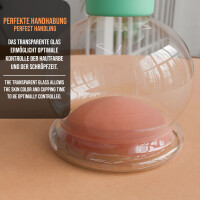 Pulox Schröpfglas aus Echtglas mit Saugball in Grün, 32mm - Profi-Schröpfgläser für Therapie und Massage