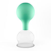 Pulox Schröpfglas aus Echtglas mit Saugball in Grün, 52mm - Profi-Schröpfgläser für Therapie und Massage