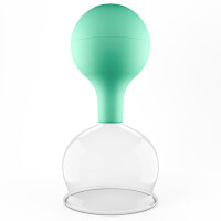 Pulox Schröpfglas aus Echtglas mit Saugball in Grün, 62mm - Profi-Schröpfgläser für Therapie und Massage
