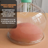 Pulox Schröpfglas aus Echtglas mit Saugball in Grün, 62mm - Profi-Schröpfgläser für Therapie und Massage