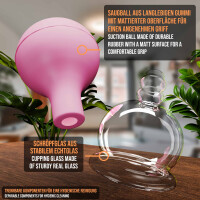 Pulox Schröpfglas aus Echtglas mit Saugball in Pink, 25mm - Profi-Schröpfgläser für Therapie und Massage