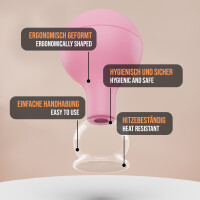 Pulox Schröpfglas aus Echtglas mit Saugball in Pink, 25mm - Profi-Schröpfgläser für Therapie und Massage