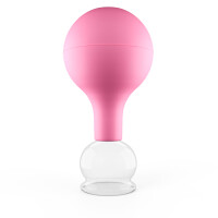 Pulox Schröpfglas aus Echtglas mit Saugball in Pink, 32mm - Profi-Schröpfgläser für Therapie und Massage