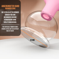 Pulox Schröpfglas aus Echtglas mit Saugball in Pink, 32mm - Profi-Schröpfgläser für Therapie und Massage