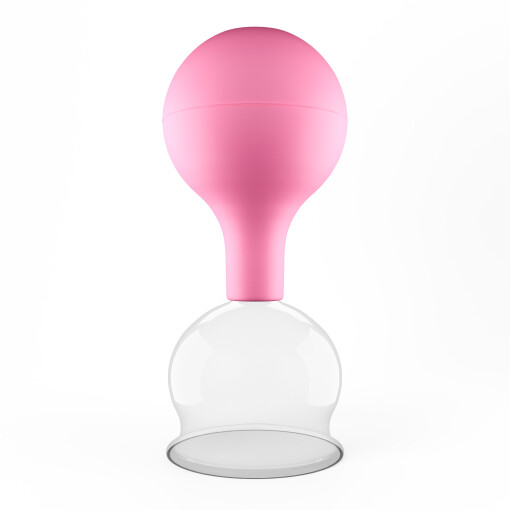 Pulox Schröpfglas aus Echtglas mit Saugball in Pink, 52mm - Profi-Schröpfgläser für Therapie und Massage
