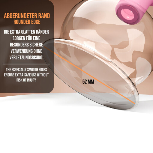 Pulox Schröpfglas aus Echtglas mit Saugball in Pink, 52mm - Profi-Schröpfgläser für Therapie und Massage