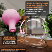 Pulox Schröpfglas aus Echtglas mit Saugball in Pink, 52mm - Profi-Schröpfgläser für Therapie und Massage