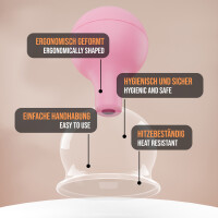 Pulox Schröpfglas aus Echtglas mit Saugball in Pink, 52mm - Profi-Schröpfgläser für Therapie und Massage