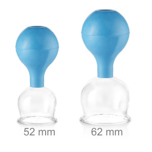 pulox Schröpfgläser Set aus Echtglas 2 Stück. 5,2cm und 6,2cm Blau