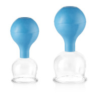 pulox Schröpfgläser Set aus Echtglas 2 Stück. 5,2cm und 6,2cm Blau