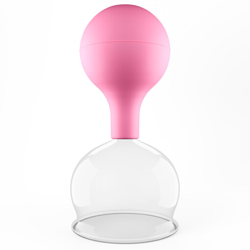 Pulox Schröpfglas aus Echtglas mit Saugball in Pink, 62mm - Profi-Schröpfgläser für Therapie und Massage
