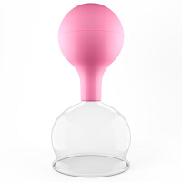 Pulox Schröpfglas aus Echtglas mit Saugball in Pink, 62mm - Profi-Schröpfgläser für Therapie und Massage