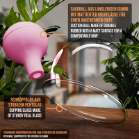 Pulox Schröpfglas aus Echtglas mit Saugball in Pink, 62mm - Profi-Schröpfgläser für Therapie und Massage