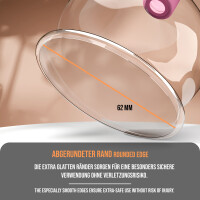 Pulox Schröpfglas aus Echtglas mit Saugball in Pink, 62mm - Profi-Schröpfgläser für Therapie und Massage