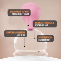 Pulox Schröpfglas aus Echtglas mit Saugball in Pink, 62mm - Profi-Schröpfgläser für Therapie und Massage