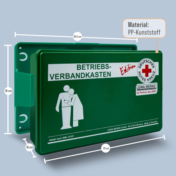 DRK - First aid box for companies with wall bracket green